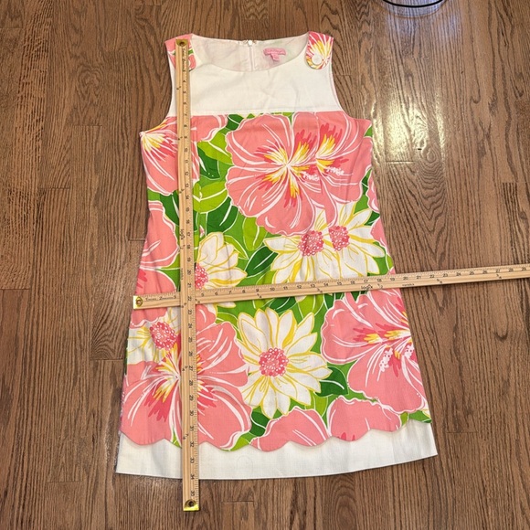 LILLY PULITZER LARGE FLORAL SHEATH DRESS PINK GREEN WHITE SIZE 12 PREPPY COTTON - Picture 11 of 11